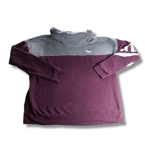 𝅺vs PINK Maroon Grey White Cowl Neck Pullover Sweatshirt